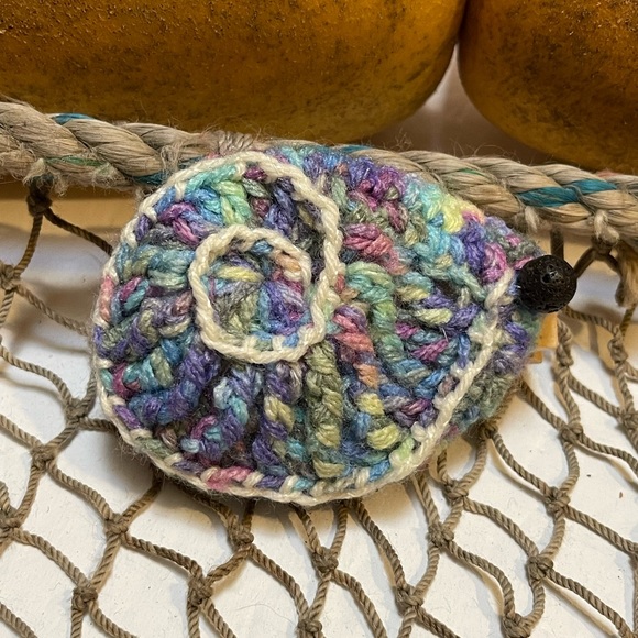 Crochet Nautilus Sea Shell Lava Bead Essential Oil Diffuser Ornament SK - Picture 1 of 2